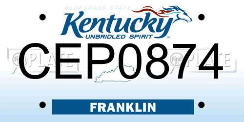 CEP0874 Kentucky License Plate