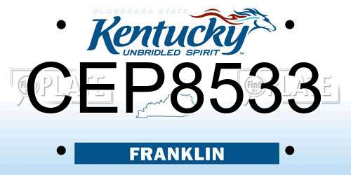 CEP8533 Kentucky License Plate