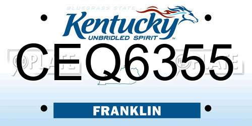 CEQ6355 Kentucky License Plate