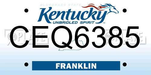 CEQ6385 Kentucky License Plate