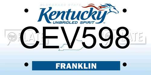 CEV598 Kentucky License Plate