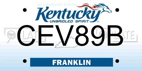 CEV89B Kentucky License Plate