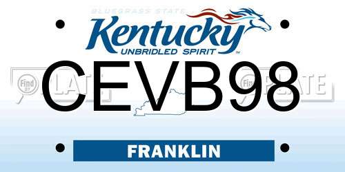 CEVB98 Kentucky License Plate