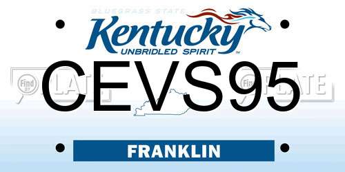 CEVS95 Kentucky License Plate
