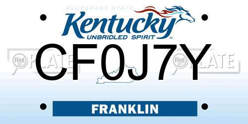 CF0J7Y Kentucky License Plate