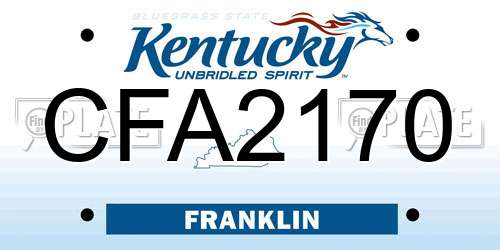 CFA2170 Kentucky License Plate