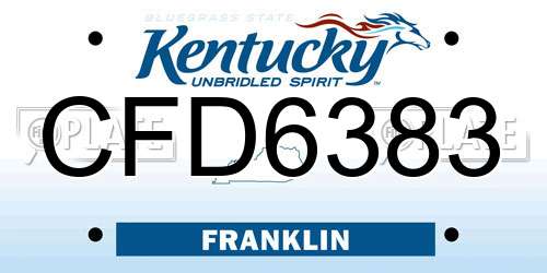CFD6383 Kentucky License Plate