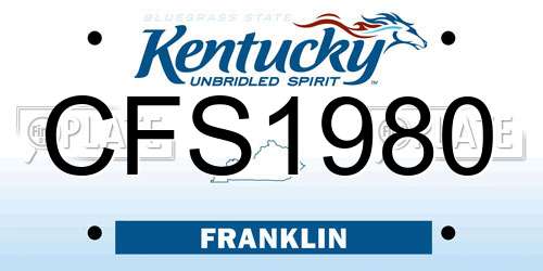 CFS1980 Kentucky License Plate