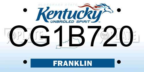 CG1B720 Kentucky License Plate