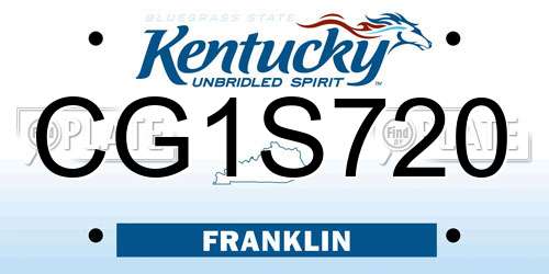 CG1S720 Kentucky License Plate