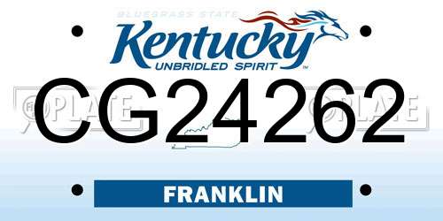 CG24262 Kentucky License Plate