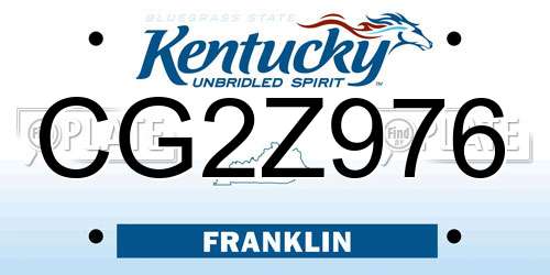 CG2Z976 Kentucky License Plate