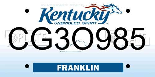 CG3O985 Kentucky License Plate