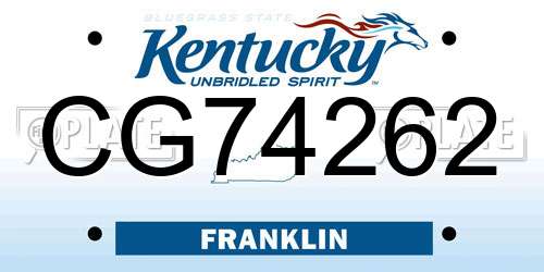 CG74262 Kentucky License Plate