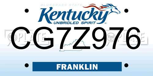 CG7Z976 Kentucky License Plate