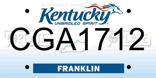 CGA1712 Kentucky License Plate