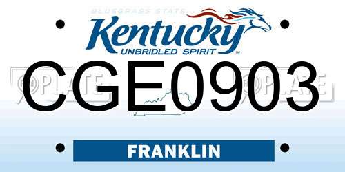CGE0903 Kentucky License Plate