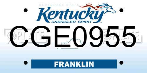 CGE0955 Kentucky License Plate
