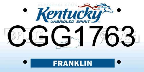 CGG1763 Kentucky License Plate