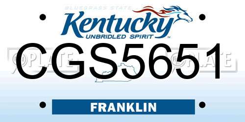 CGS5651 Kentucky License Plate