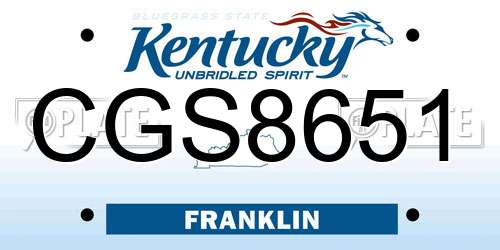 CGS8651 Kentucky License Plate