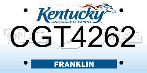 CGT4262 Kentucky License Plate
