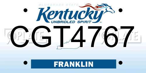 CGT4767 Kentucky License Plate