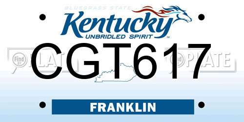 CGT617 Kentucky License Plate