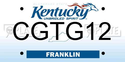 CGTG12 Kentucky License Plate