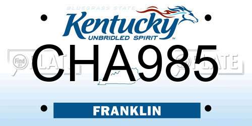 CHA985 Kentucky License Plate