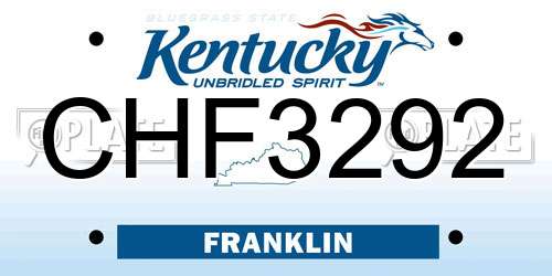 CHF3292 Kentucky License Plate