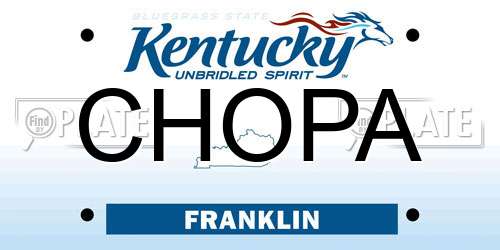 CHOPA Kentucky License Plate
