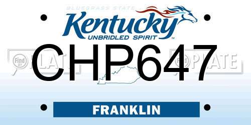 CHP647 Kentucky License Plate