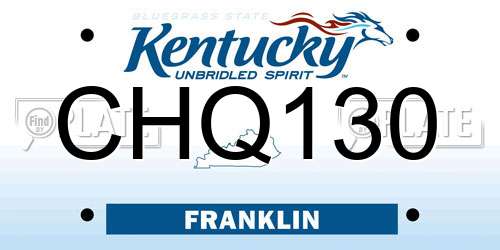 CHQ130 Kentucky License Plate