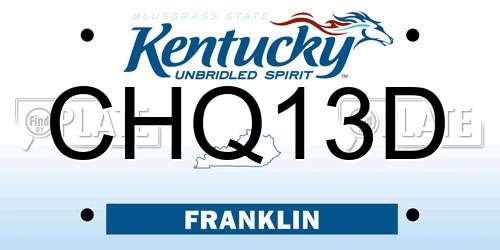 CHQ13D Kentucky License Plate
