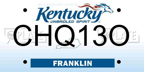 CHQ13O Kentucky License Plate