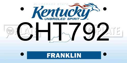 CHT792 Kentucky License Plate