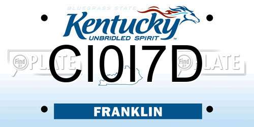 CI0I7D Kentucky License Plate