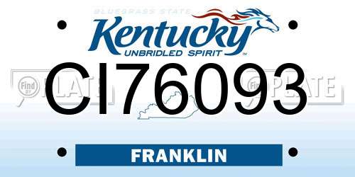CI76093 Kentucky License Plate