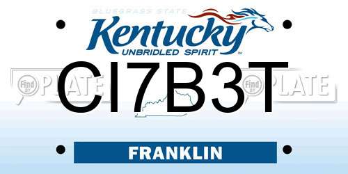 CI7B3T Kentucky License Plate