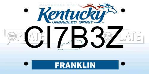 CI7B3Z Kentucky License Plate