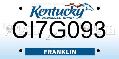 CI7G093 Kentucky License Plate