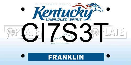 CI7S3T Kentucky License Plate