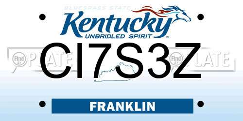 CI7S3Z Kentucky License Plate