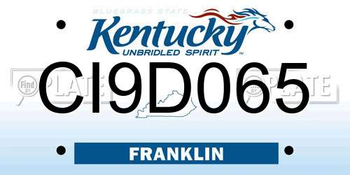 CI9D065 Kentucky License Plate