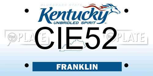 CIE52 Kentucky License Plate