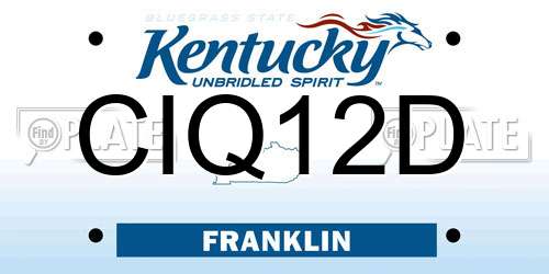 CIQ12D Kentucky License Plate