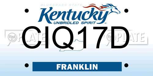 CIQ17D Kentucky License Plate