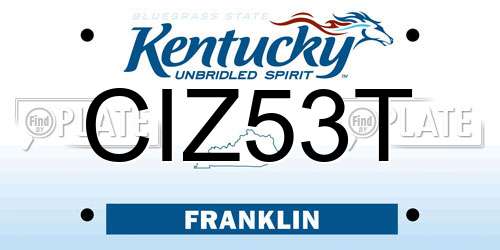 CIZ53T Kentucky License Plate