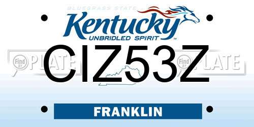 CIZ53Z Kentucky License Plate